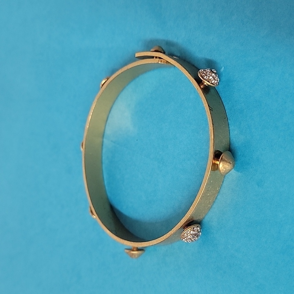 Madewell Gold-Plated Metallic Stud Bangle Bracelet  With Cubic Zirconia Stones